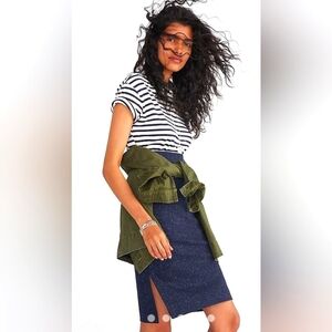 EUC....MADEWELL COLUMN SIDE-SLIT SKIRT IN NAVY SPECKLE SIZE M